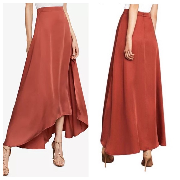 BCBGMaxAzria Dresses & Skirts - Jillian Asymmetrical Satin Maxi Skirt